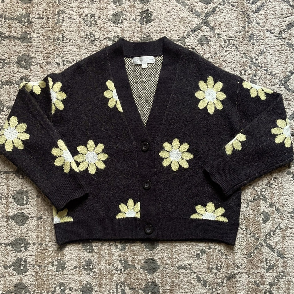 Chelsea and Theodore Daisy Knit Cardigan Size Small Floral Office Feminine 10/10